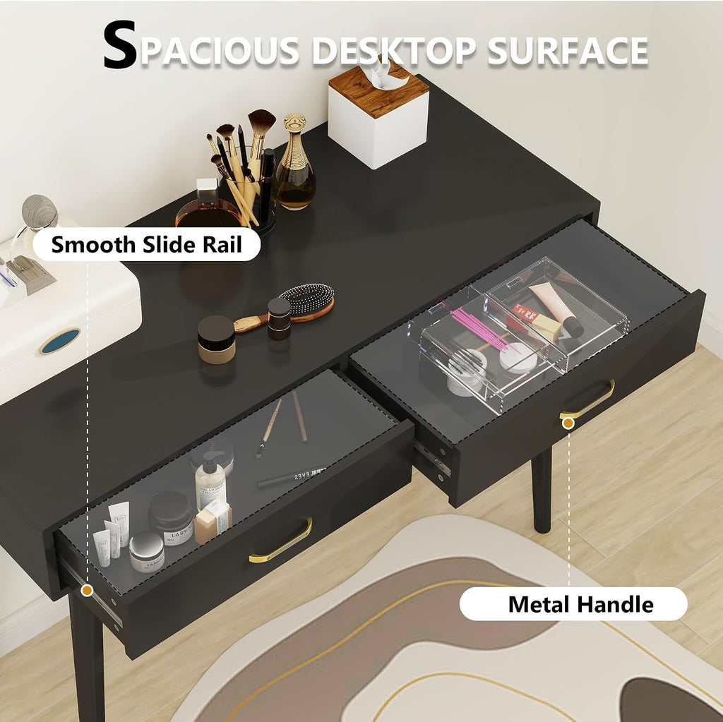 Black Drawer Wooden Writing Vanity Desk
