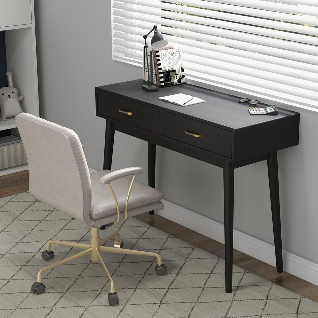Black Drawer Wooden Writing Vanity Desk