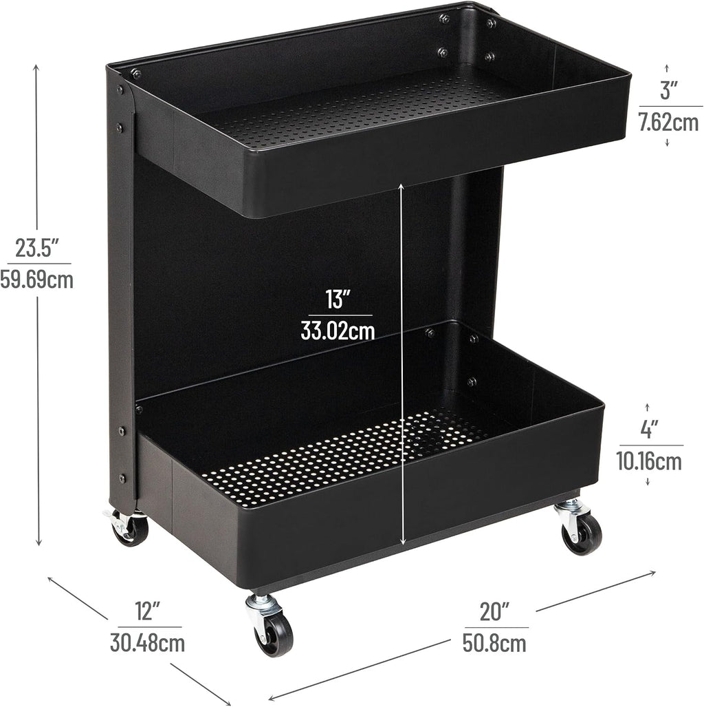 Black 2 Tier Mind Reader Rolling Cart
