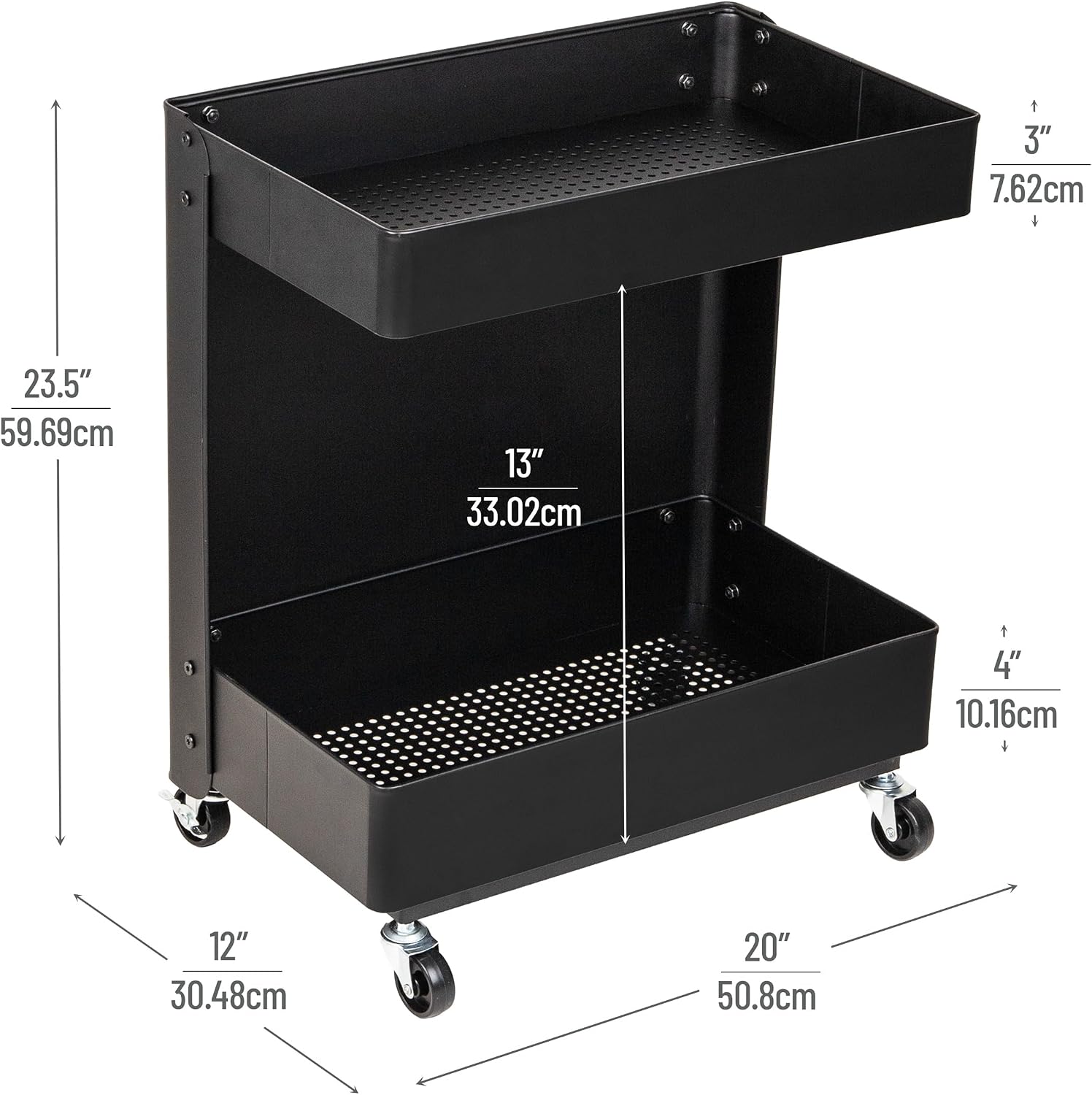 Black 2 Tier Mind Reader Rolling Cart