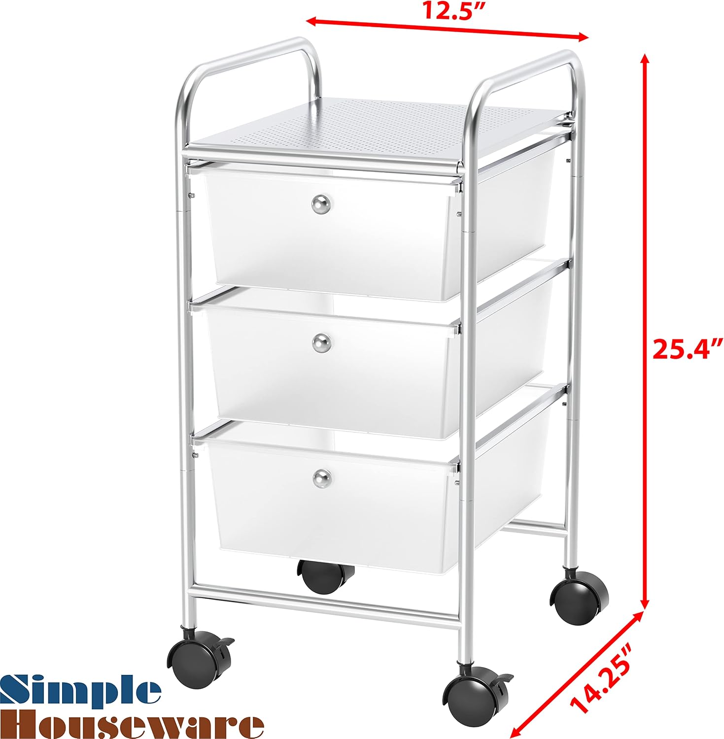 3 Drawer Chrome Rolling Storage Cart