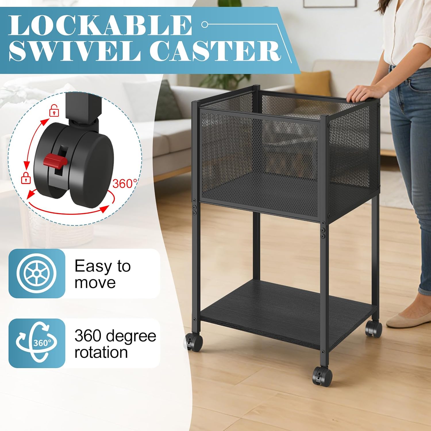 Black Rolling Letter Legal File Cart