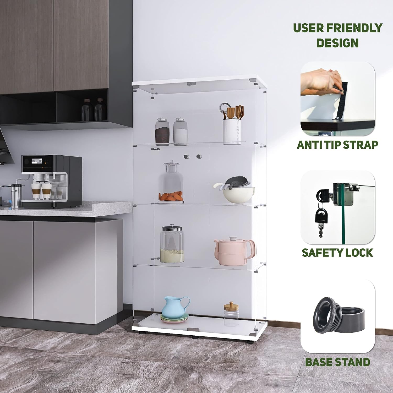 White Glass Door Display Cabinet
