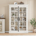White Farmhouse Glass Display Cabinet