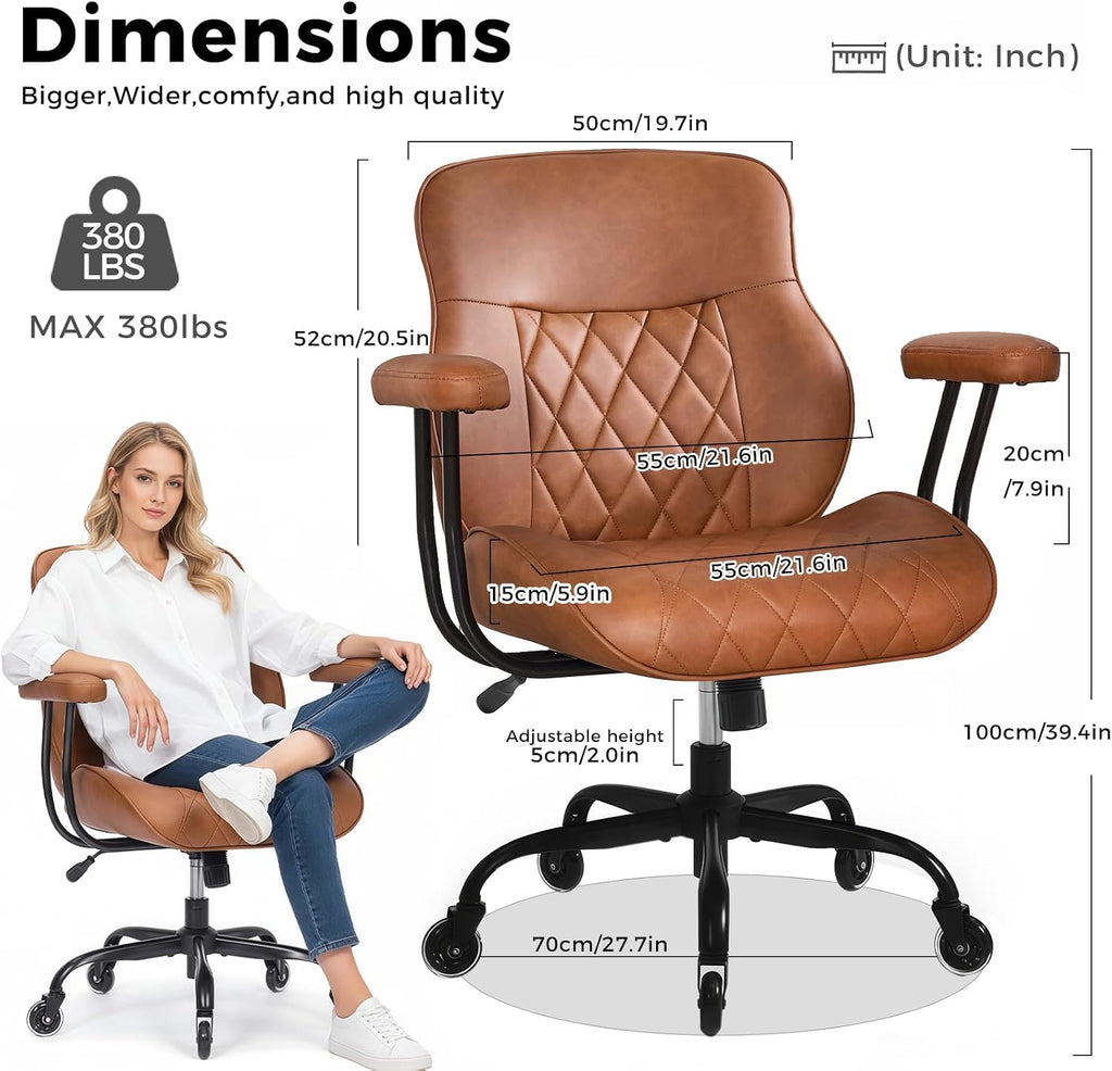 Brown Mid Century Ergonomic Office Chair