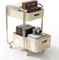 Cream White 2 Tier Rolling Utility Cart