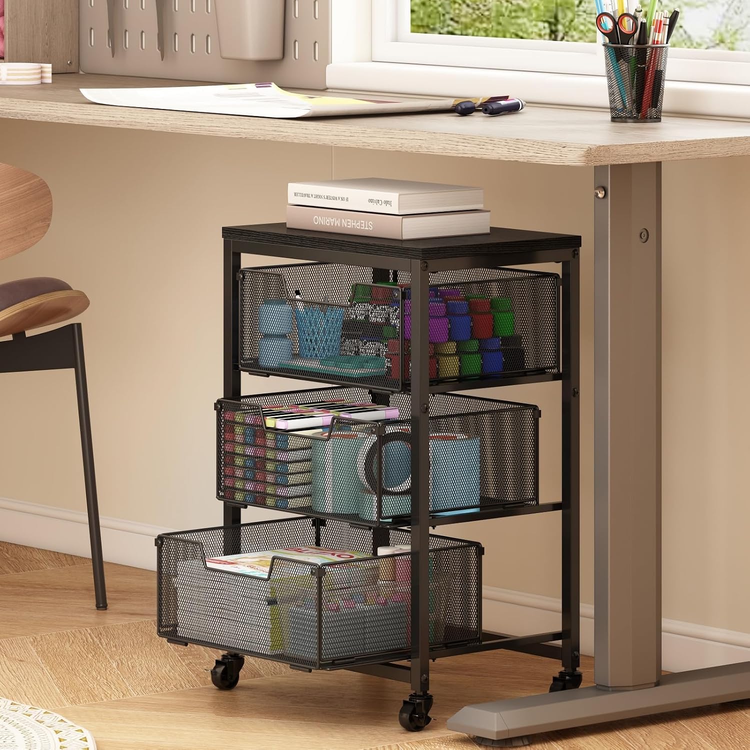 3 Drawer Lockable Rolling Storage Cart