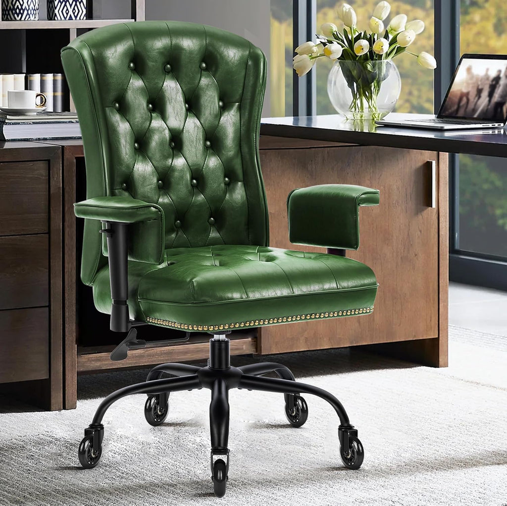 Green Tufted Vintage Office Chair