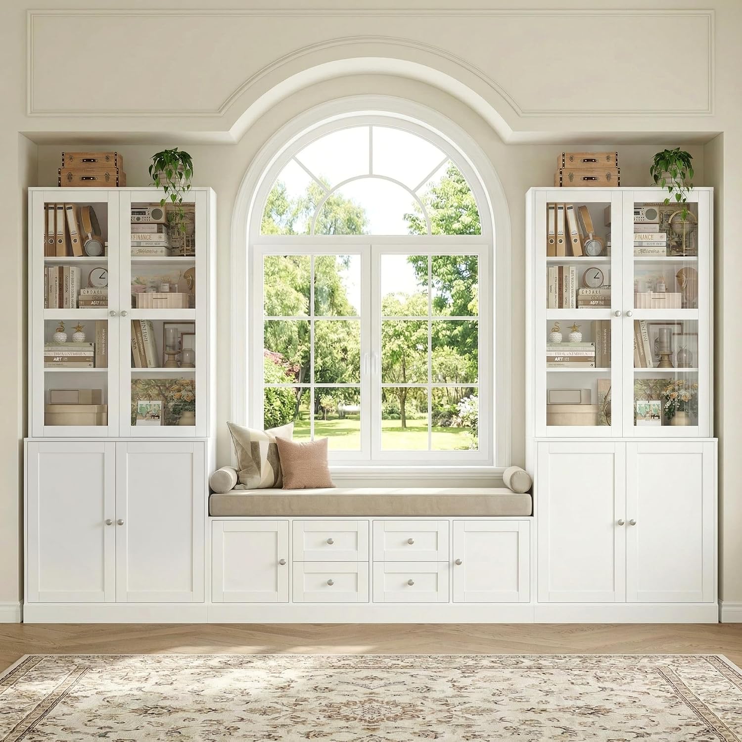 White Glass Door Tall Display Cabinet