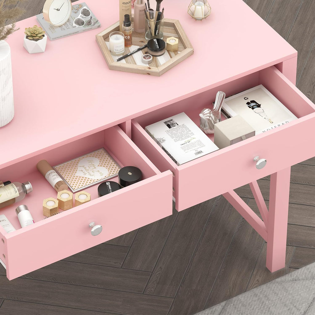 Pink Drawer Vanity Writing Desk