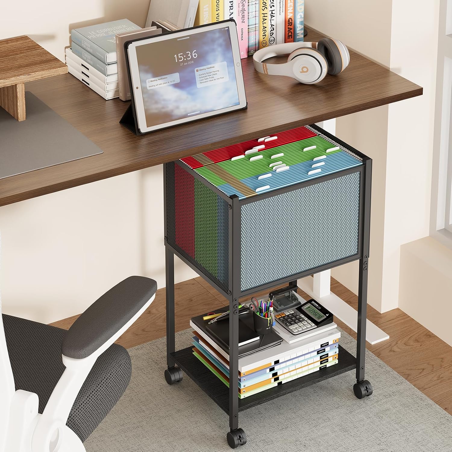 Black Rolling Letter Legal File Cart