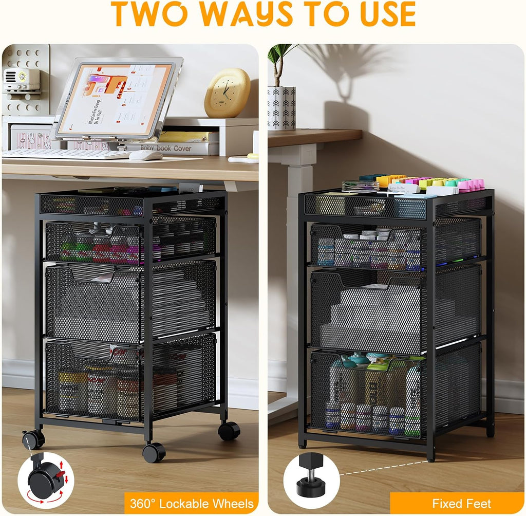 3 Drawer Rolling Craft Storage Cart