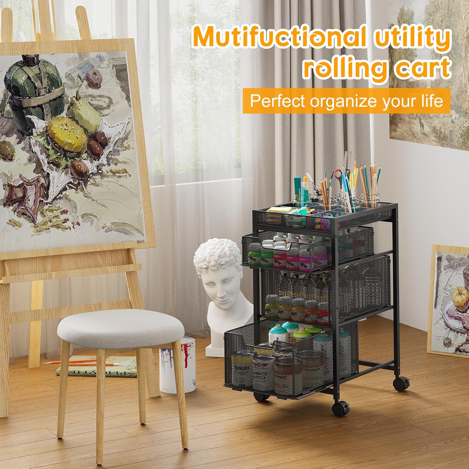 3 Drawer Rolling Craft Storage Cart