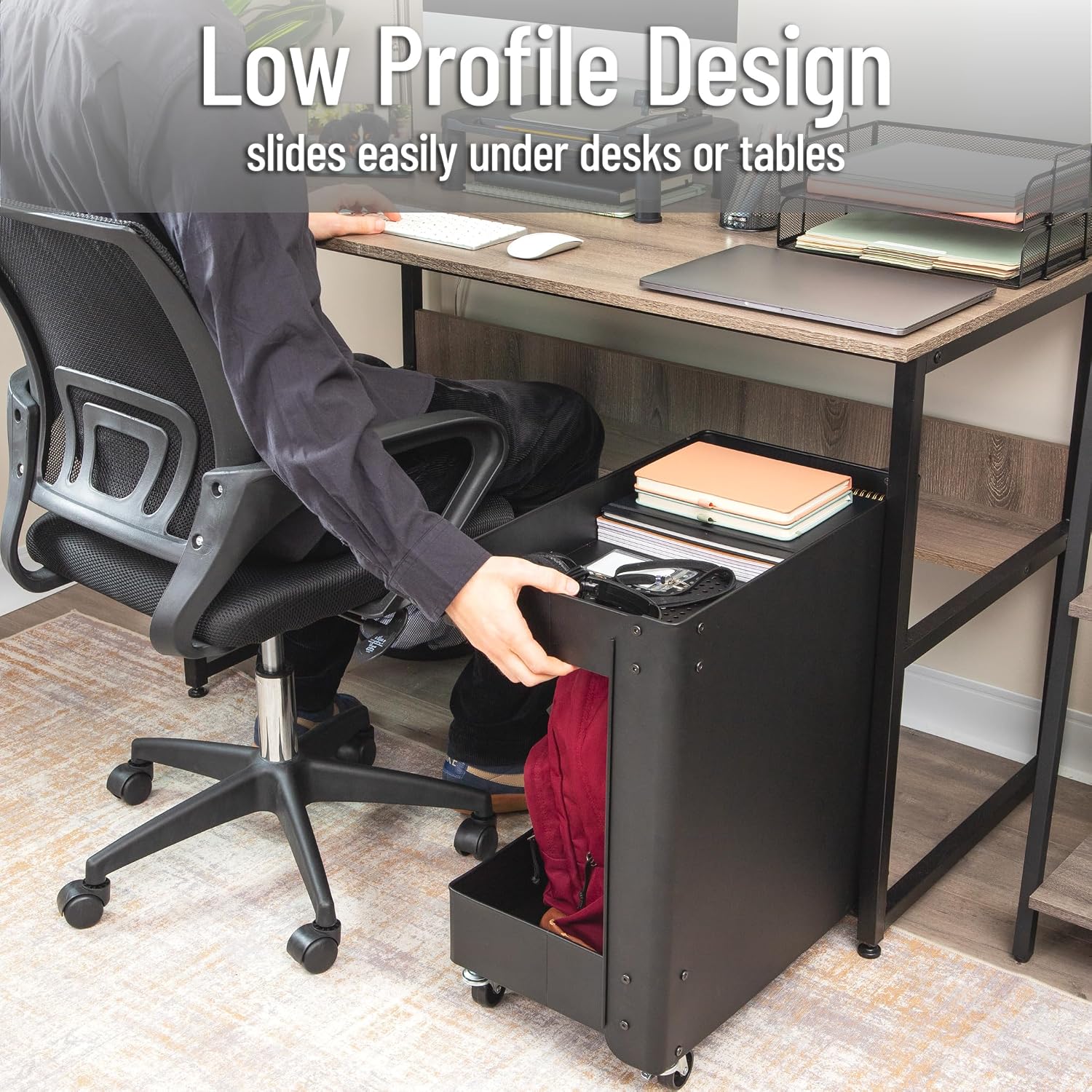 Black 2 Tier Mind Reader Rolling Cart