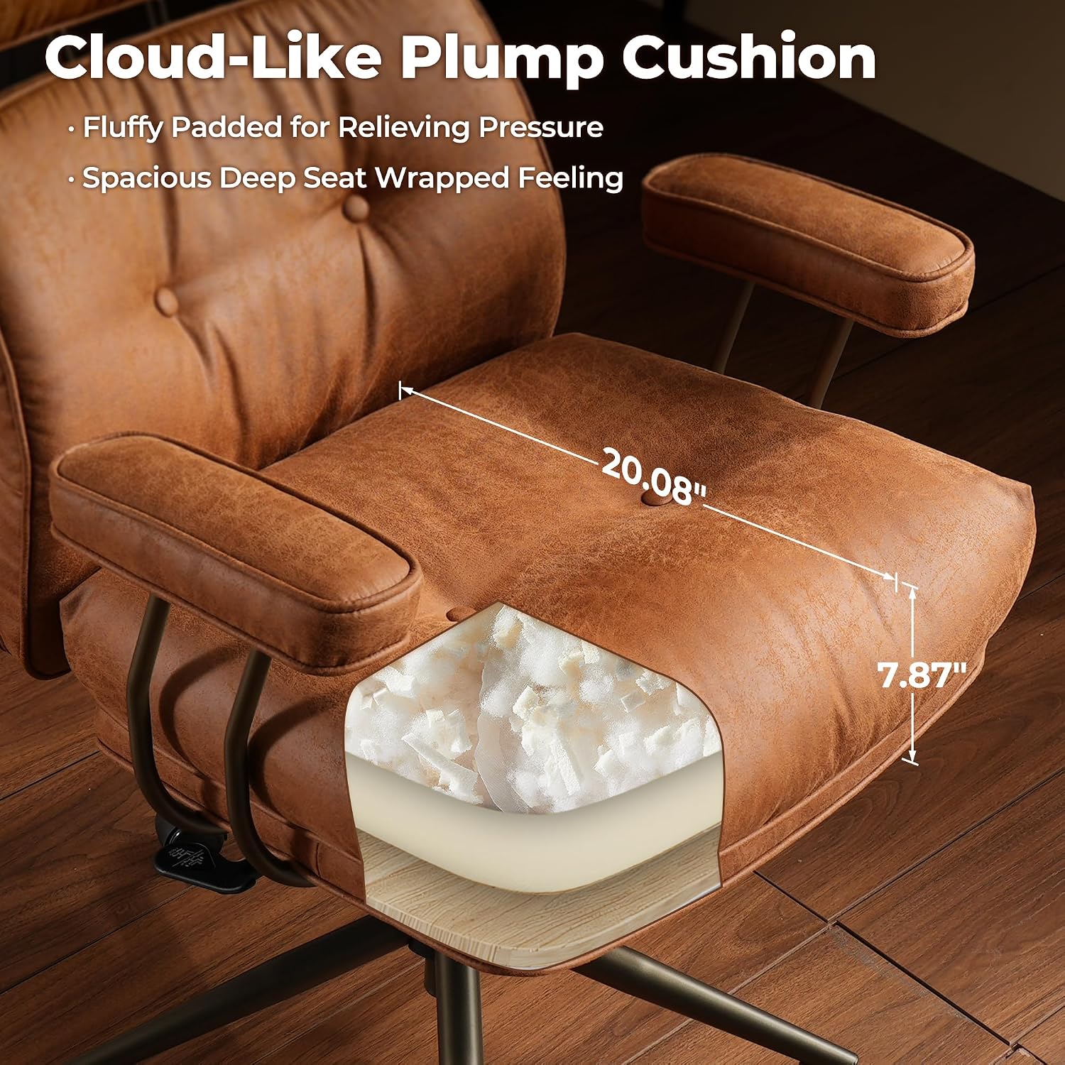 Brown Suede Ergonomic Office Chair
