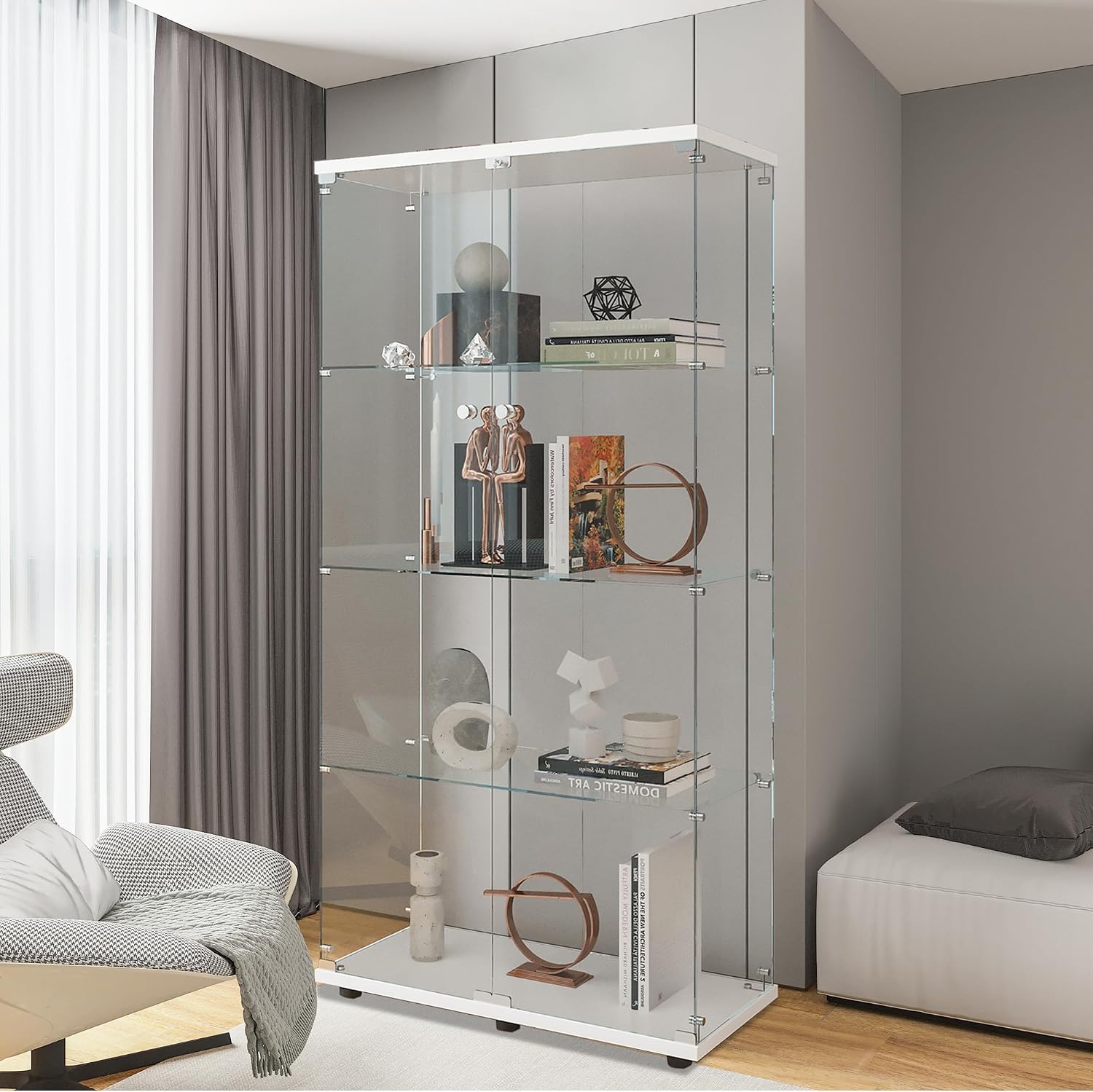 White Glass Door Display Cabinet