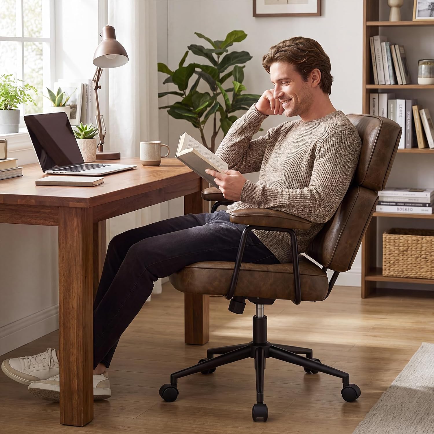 Brown PU Ergonomic Office Chair