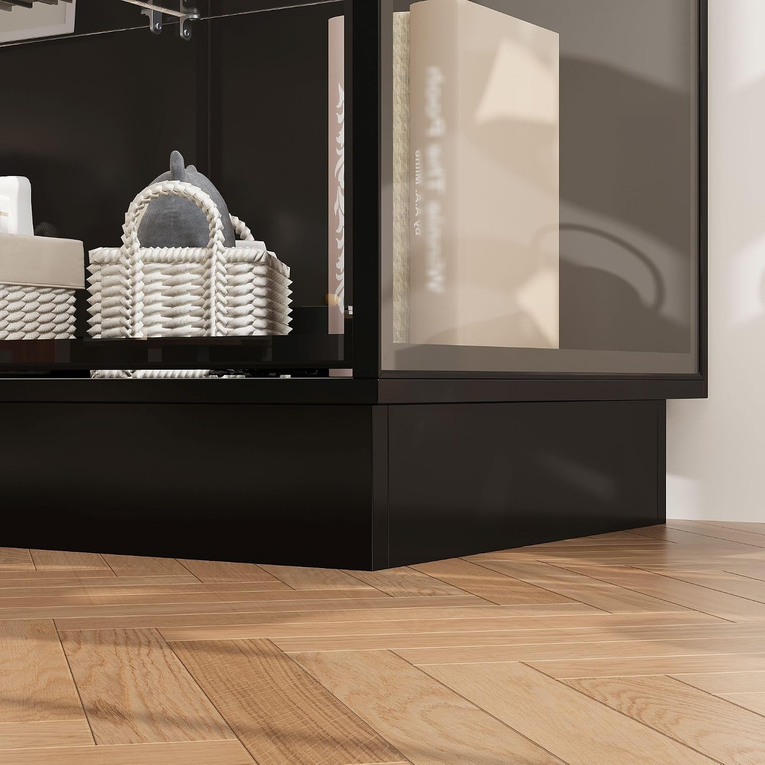 Black Lit Glass Display Storage Cabinet