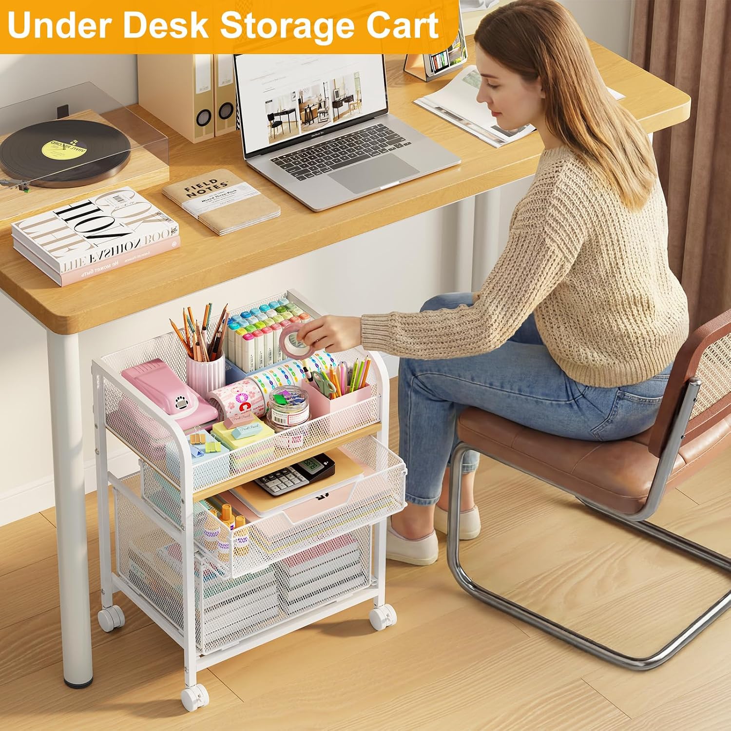 White 3 Drawer Rolling Storage Cart