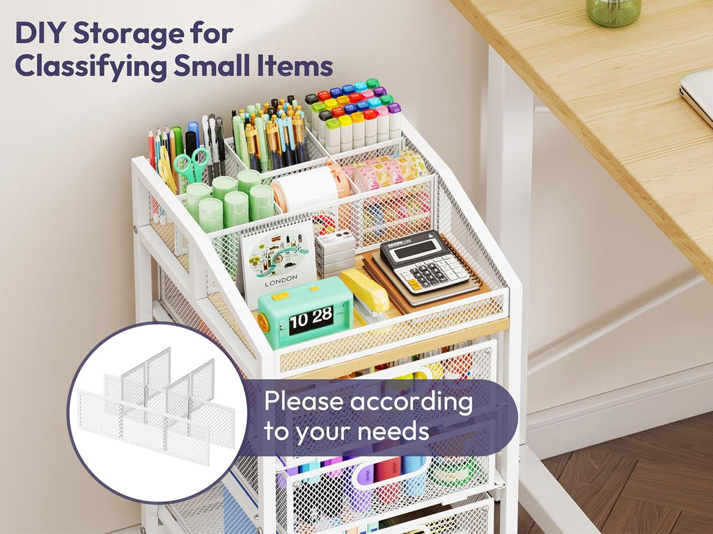 White Drawer Rolling Craft Storage Cart