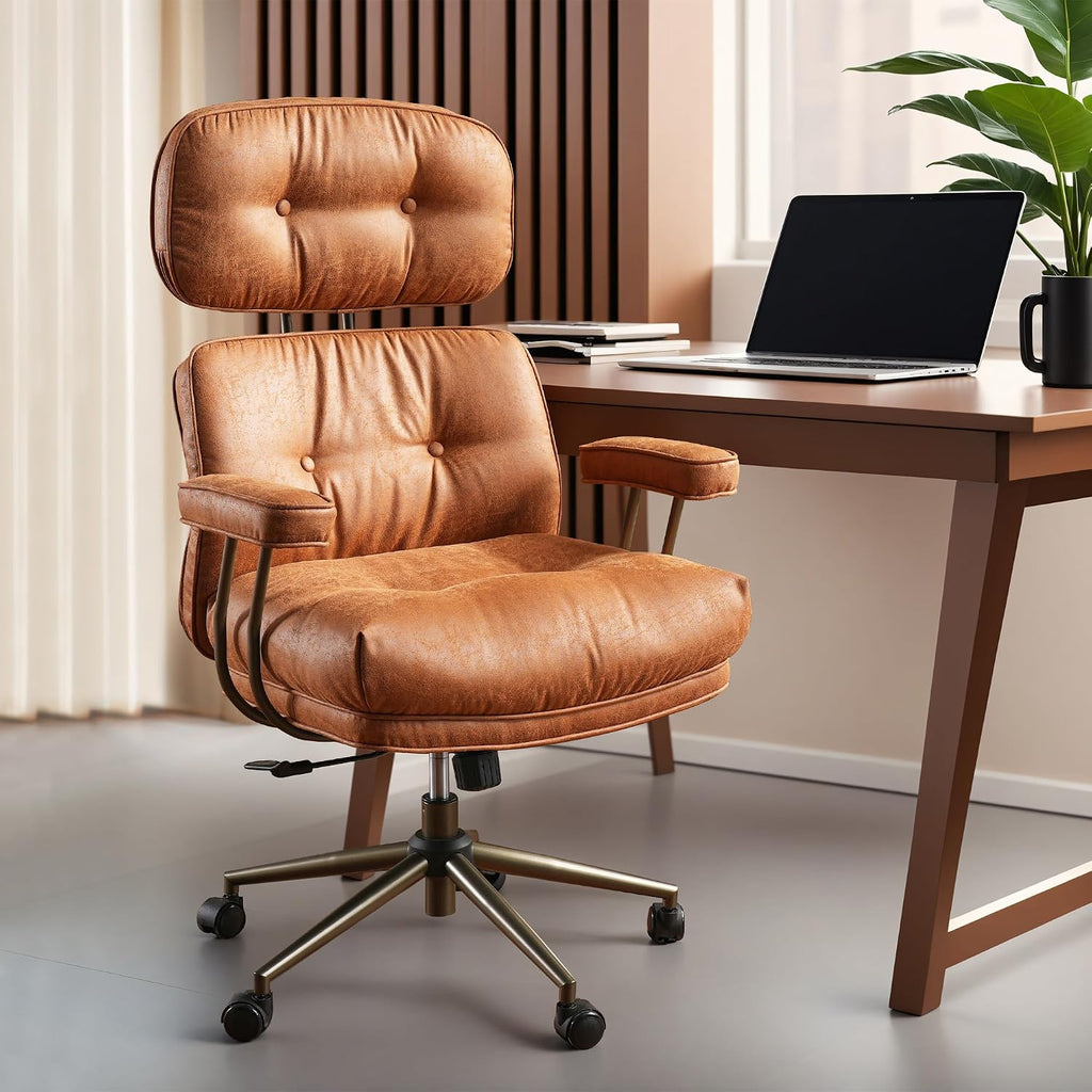 Brown Suede Ergonomic Office Chair