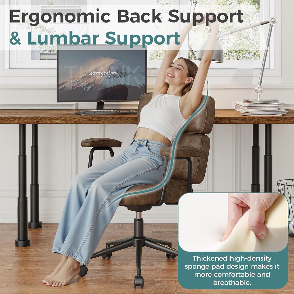Brown PU Ergonomic Office Chair