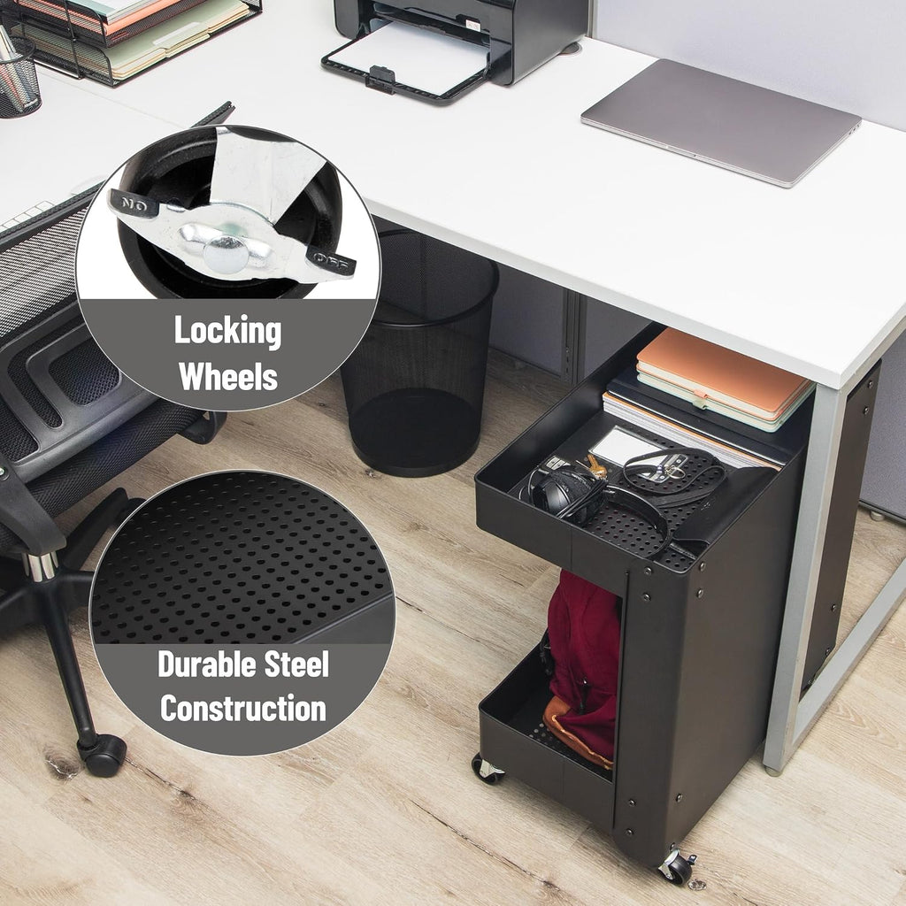 Black 2 Tier Mind Reader Rolling Cart