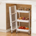 White Foldable 3 Tier Rolling Cart