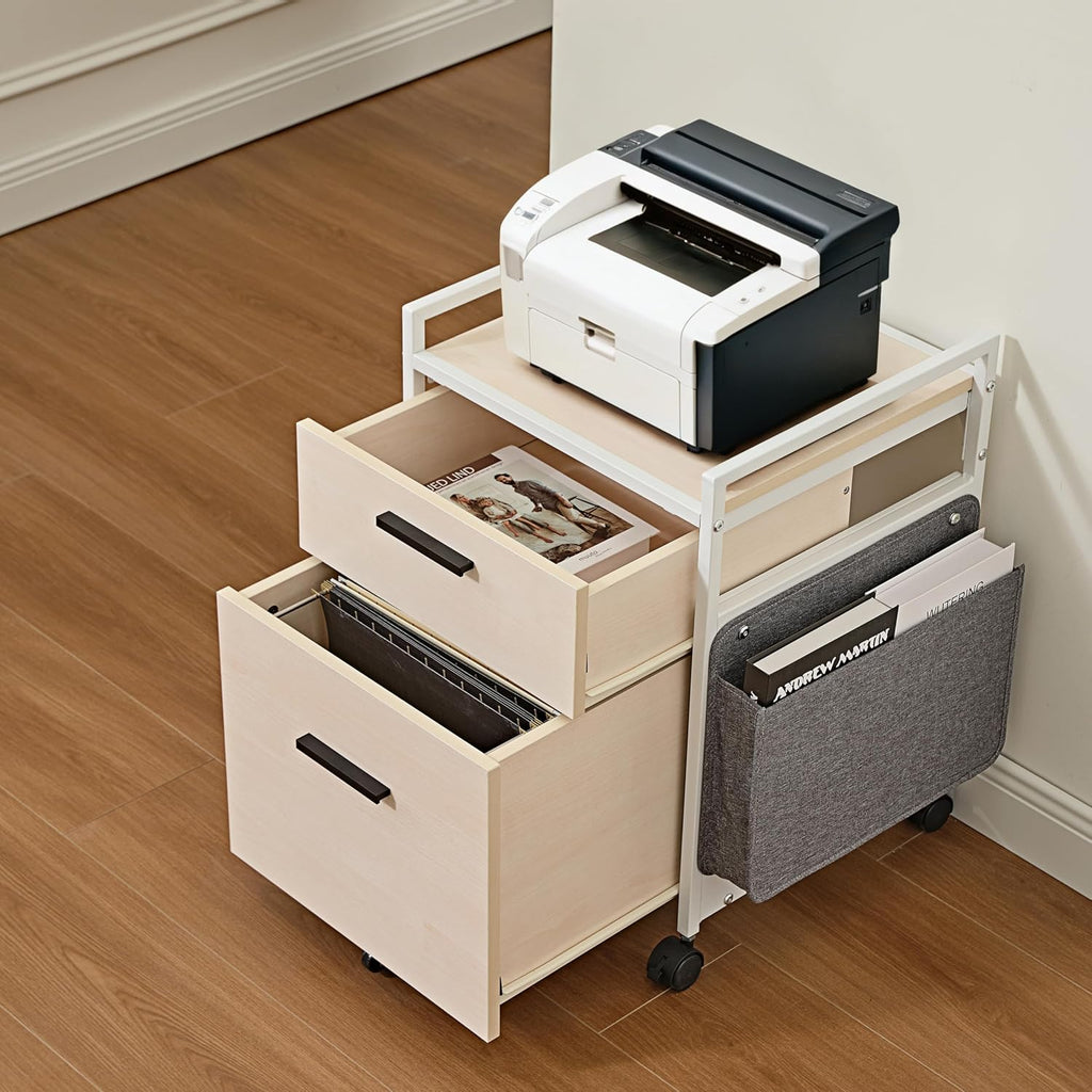 White 2 Drawer Rolling File Cabinet