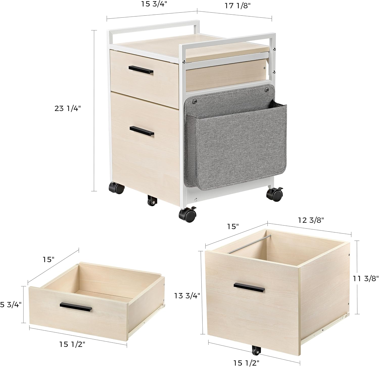 White 2 Drawer Rolling File Cabinet