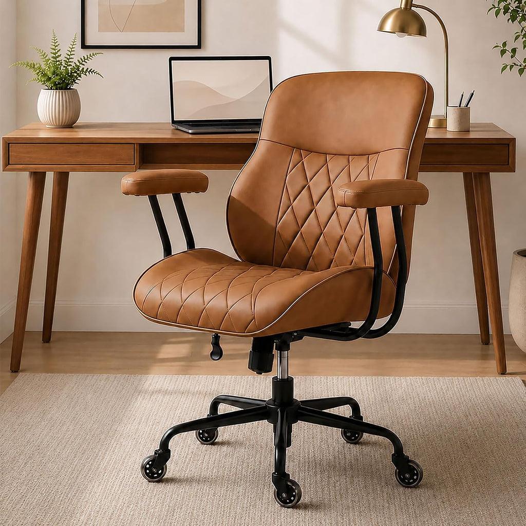 Brown Mid Century Ergonomic Office Chair
