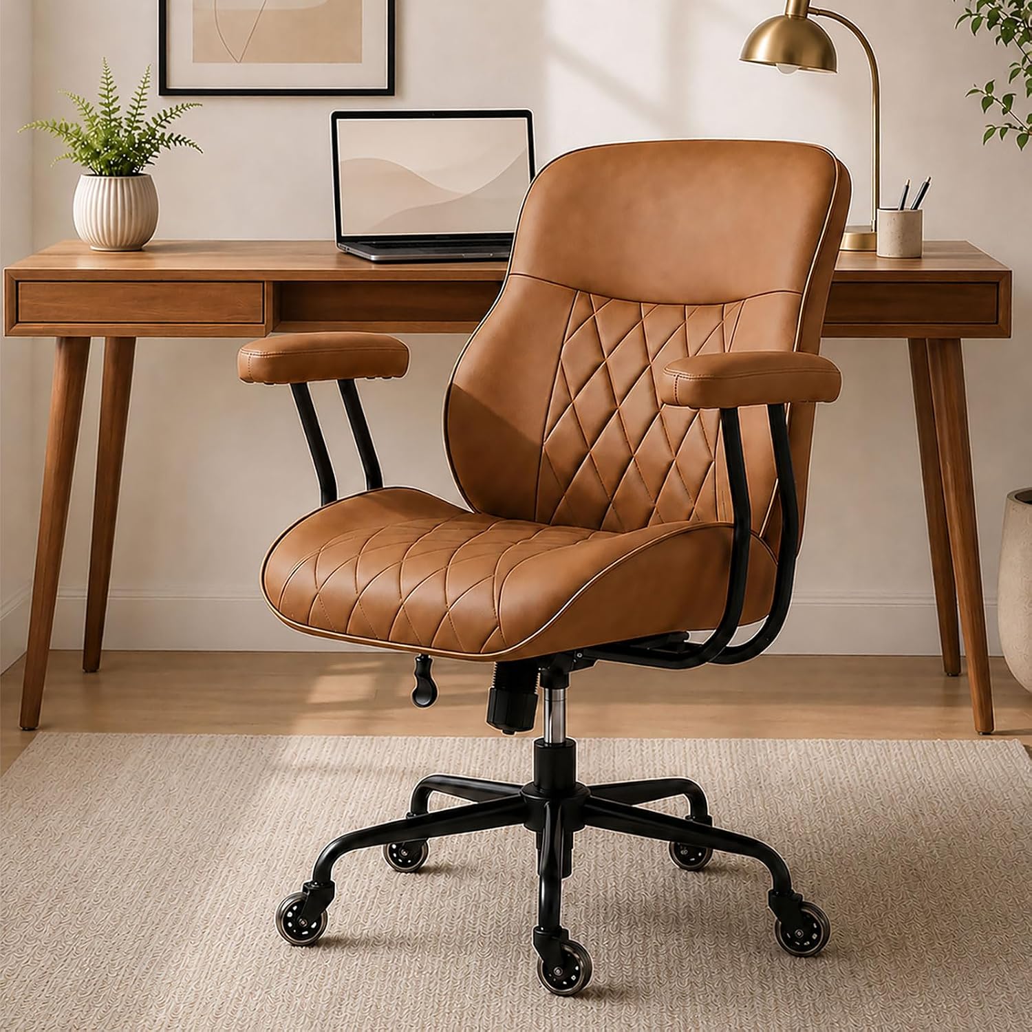 Brown Mid Century Ergonomic Office Chair