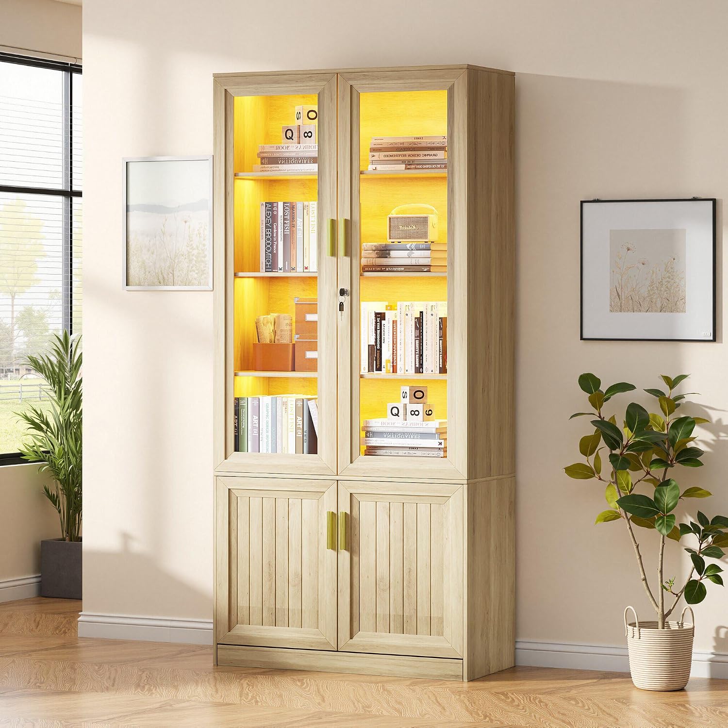 Locked LED Glass Display Cabinet