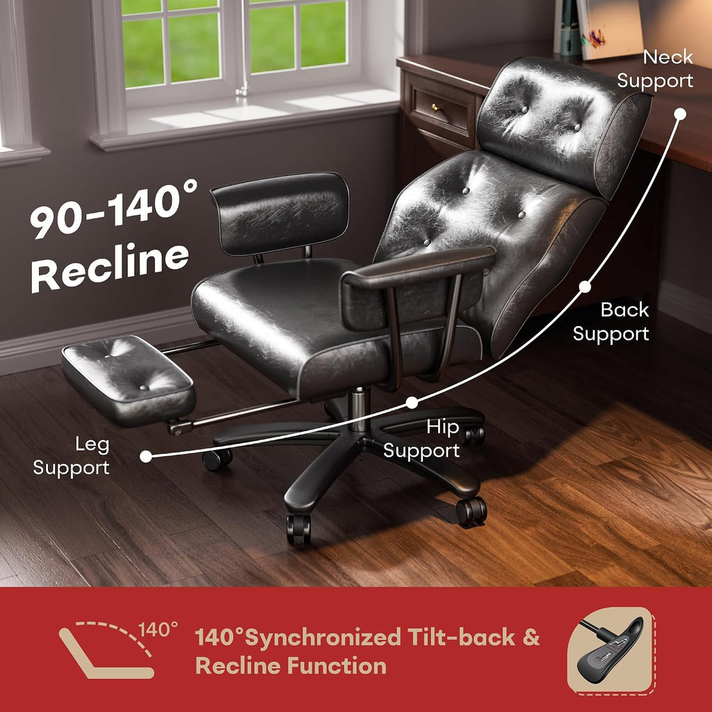 Black PU Reclining Office Chair