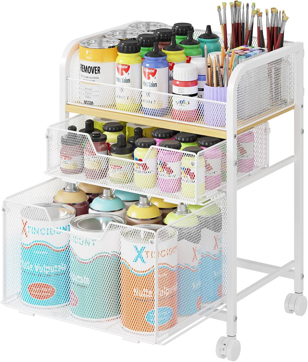 White 3 Drawer Rolling Storage Cart