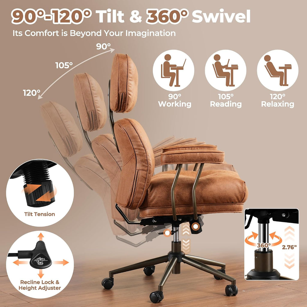 Brown Suede Ergonomic Office Chair