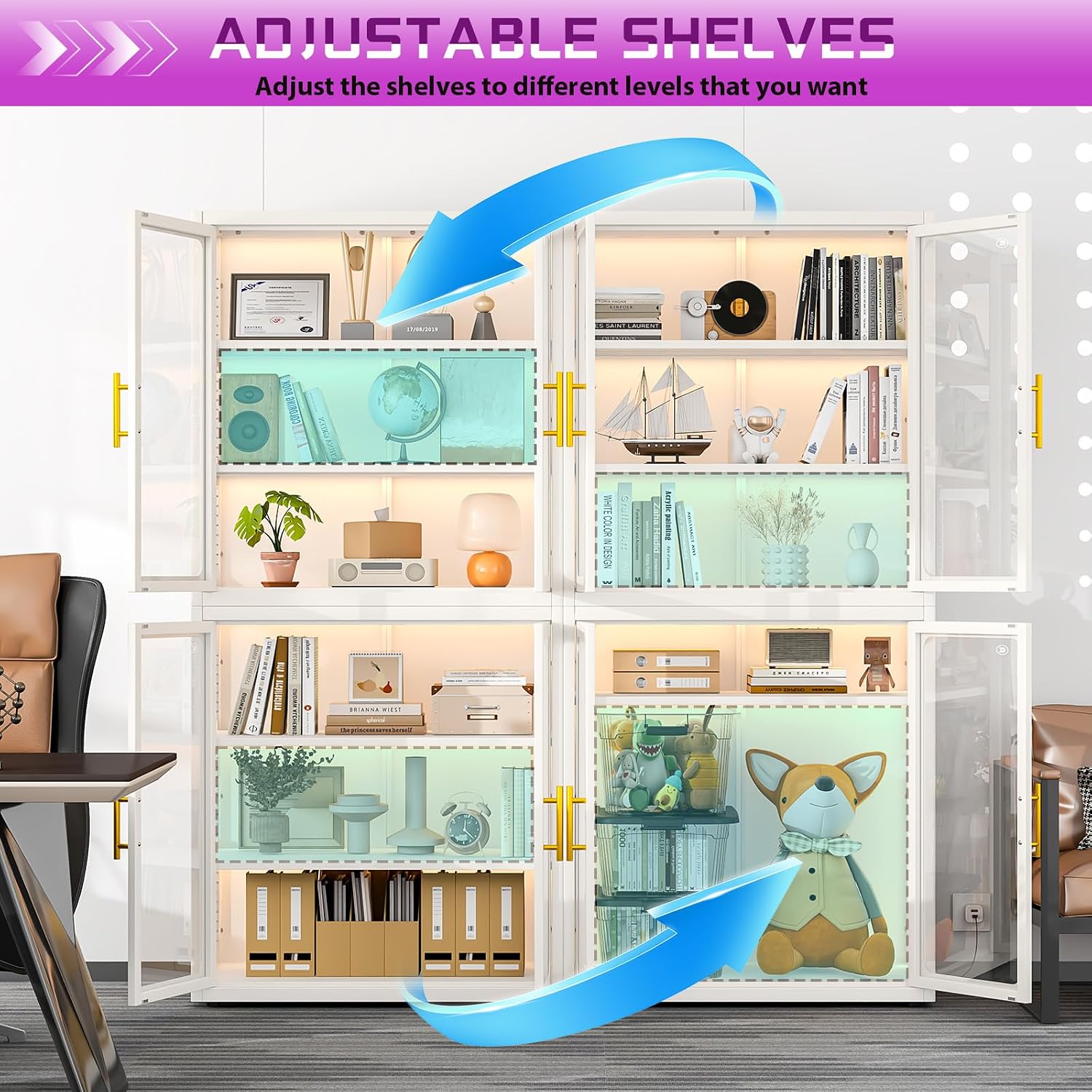 White LED Glass Display Cabinet