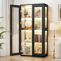 Black Sensor LED Glass Curio Cabinet