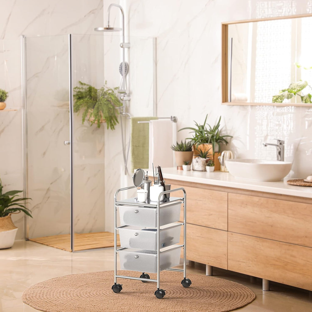 3 Drawer Chrome Rolling Storage Cart