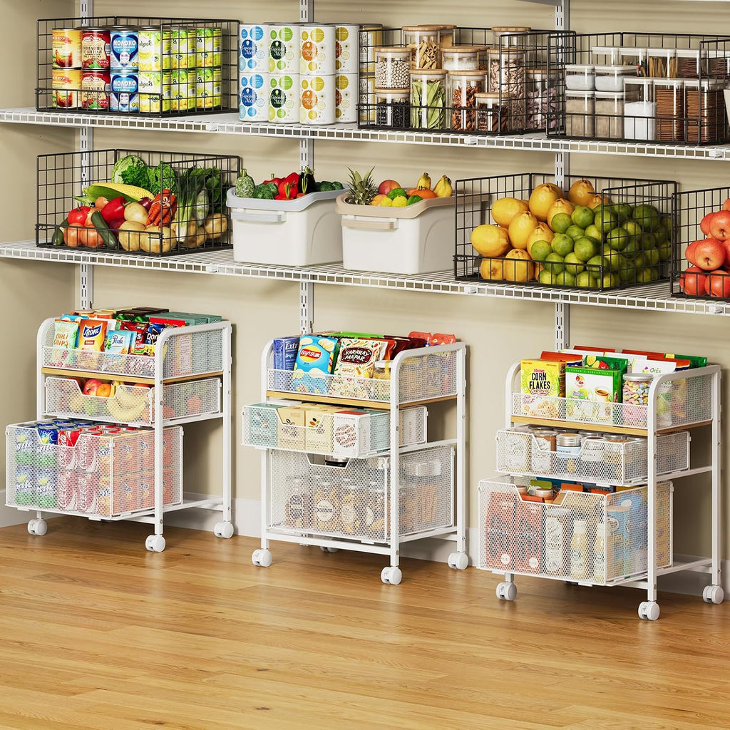 White 3 Drawer Rolling Storage Cart