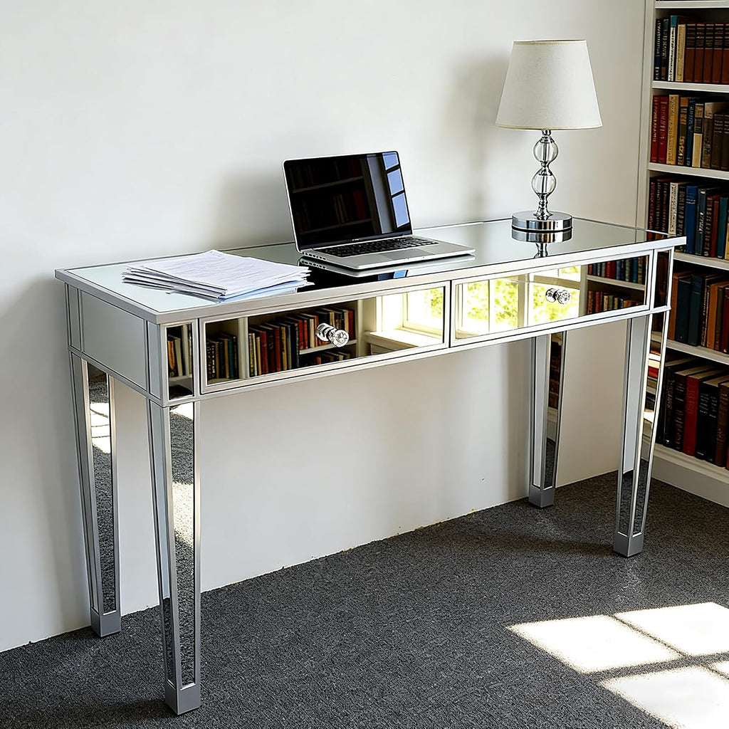 3 Drawer Mirrored Glass Bedside Table