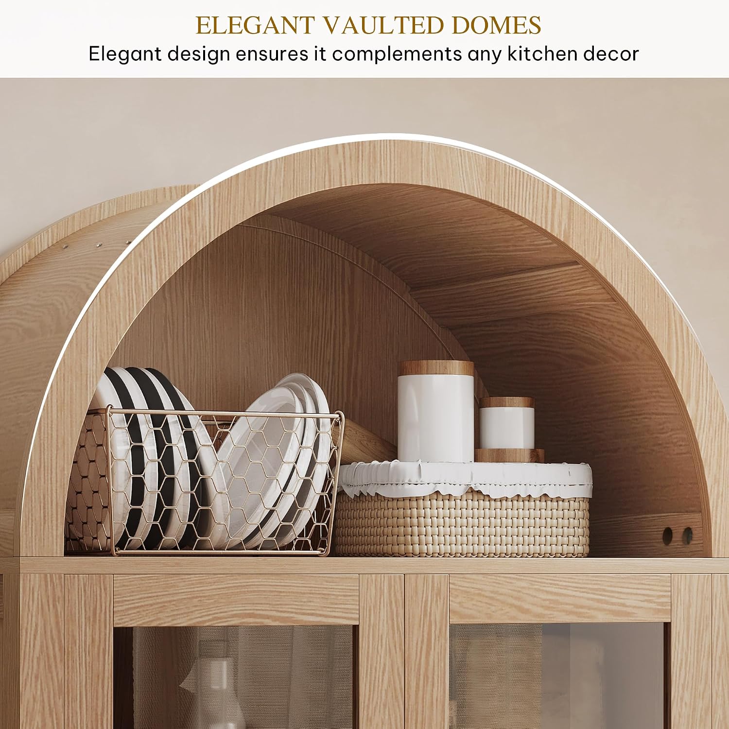 Natural Arched LED Glass Display Cabinet