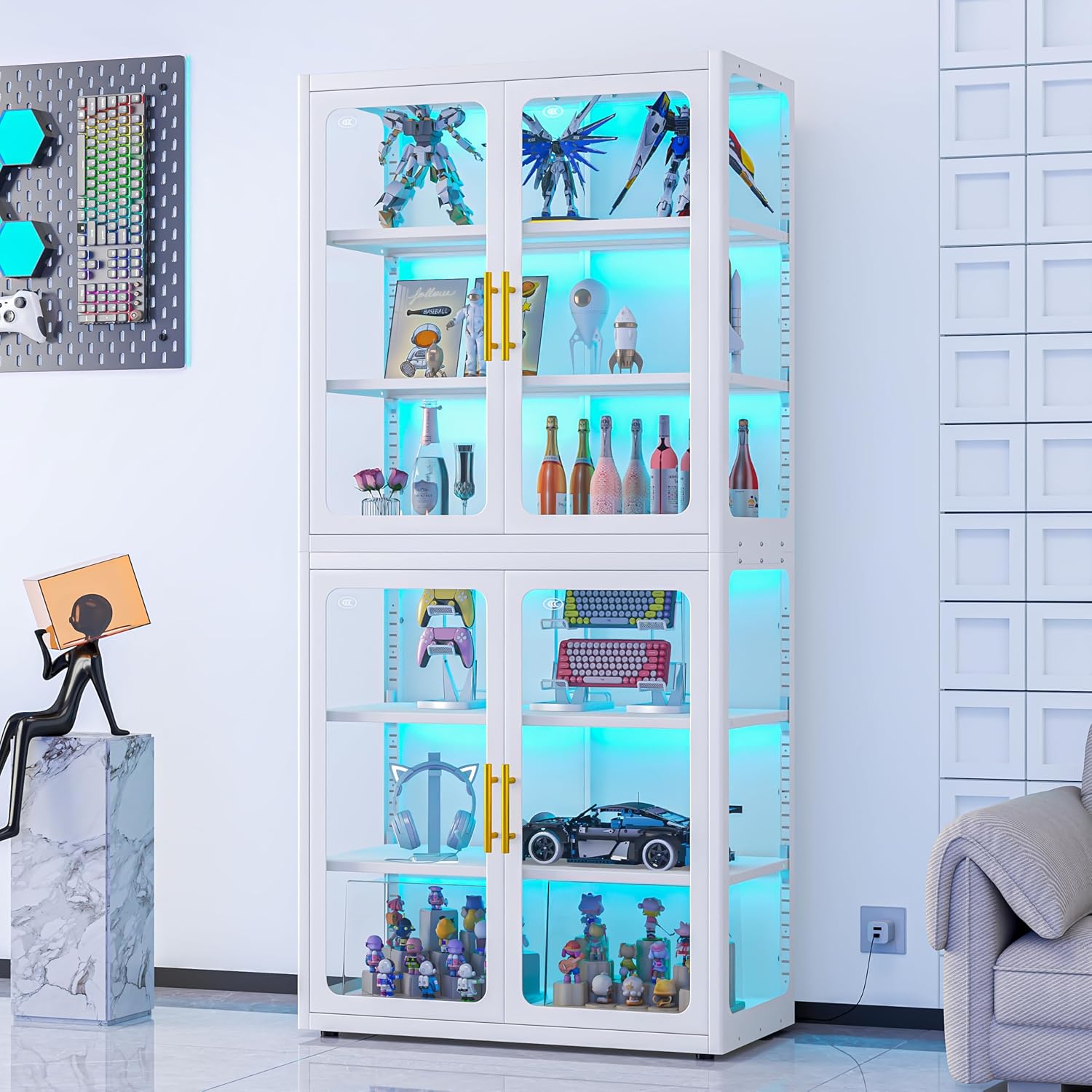 White LED Glass Display Cabinet