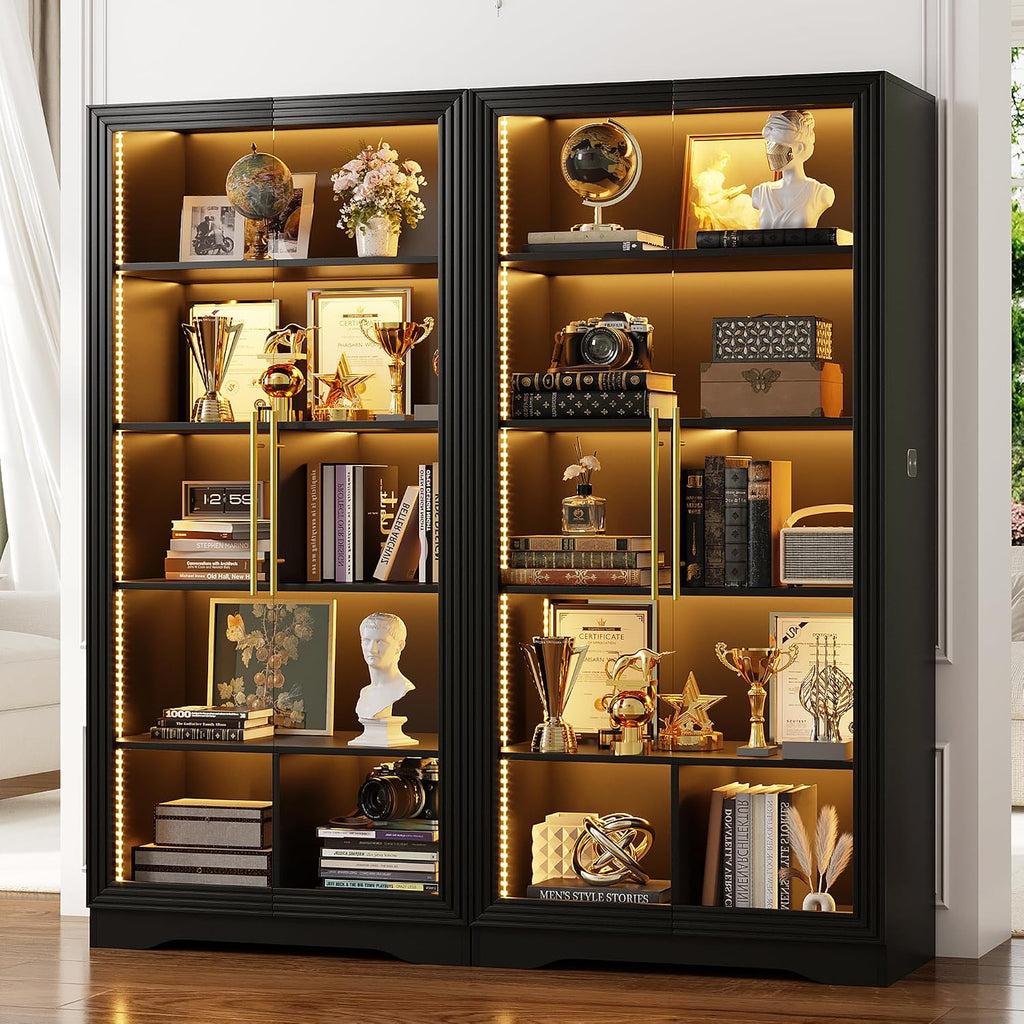 Black Sensor LED Glass Display Cabinet