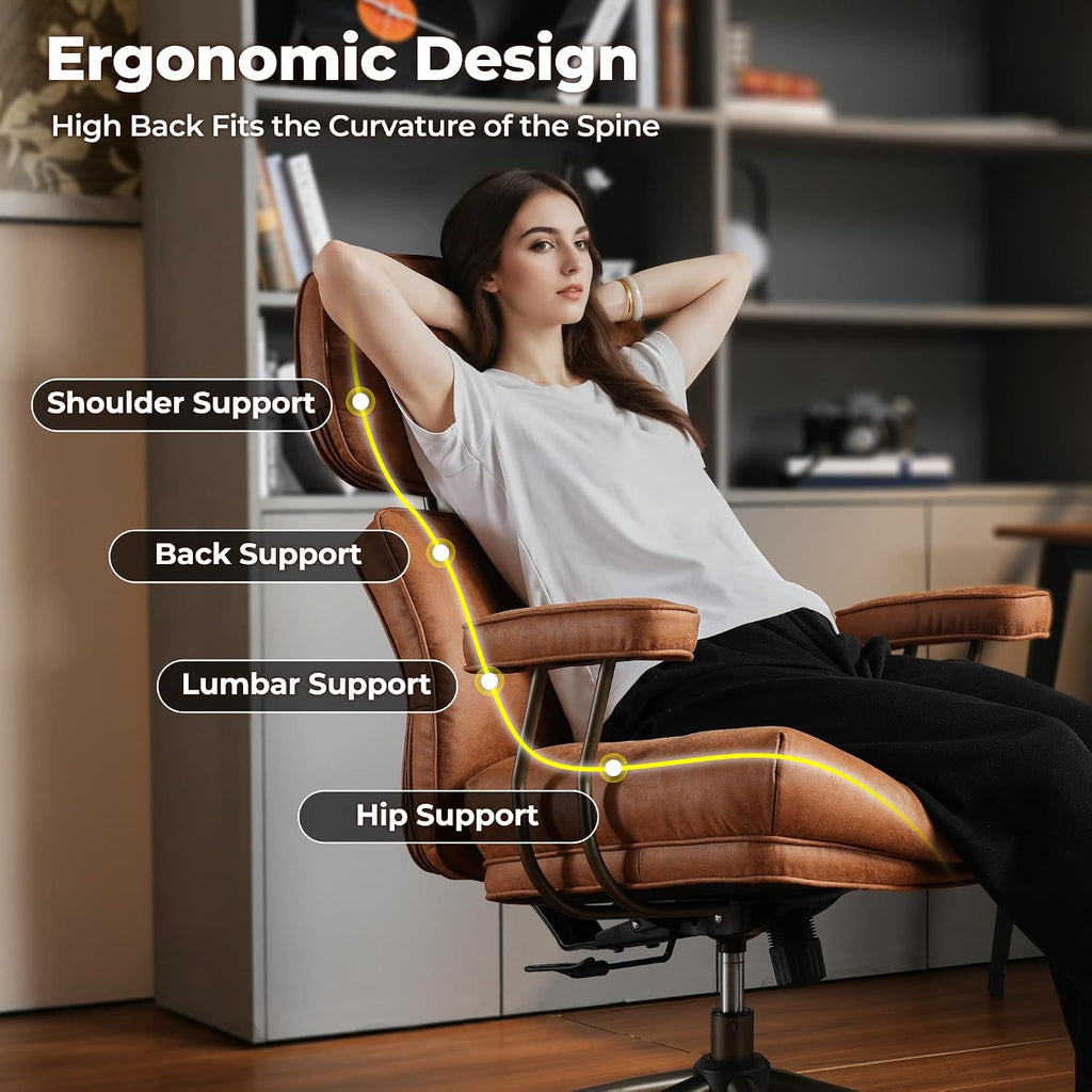 Brown Suede Ergonomic Office Chair