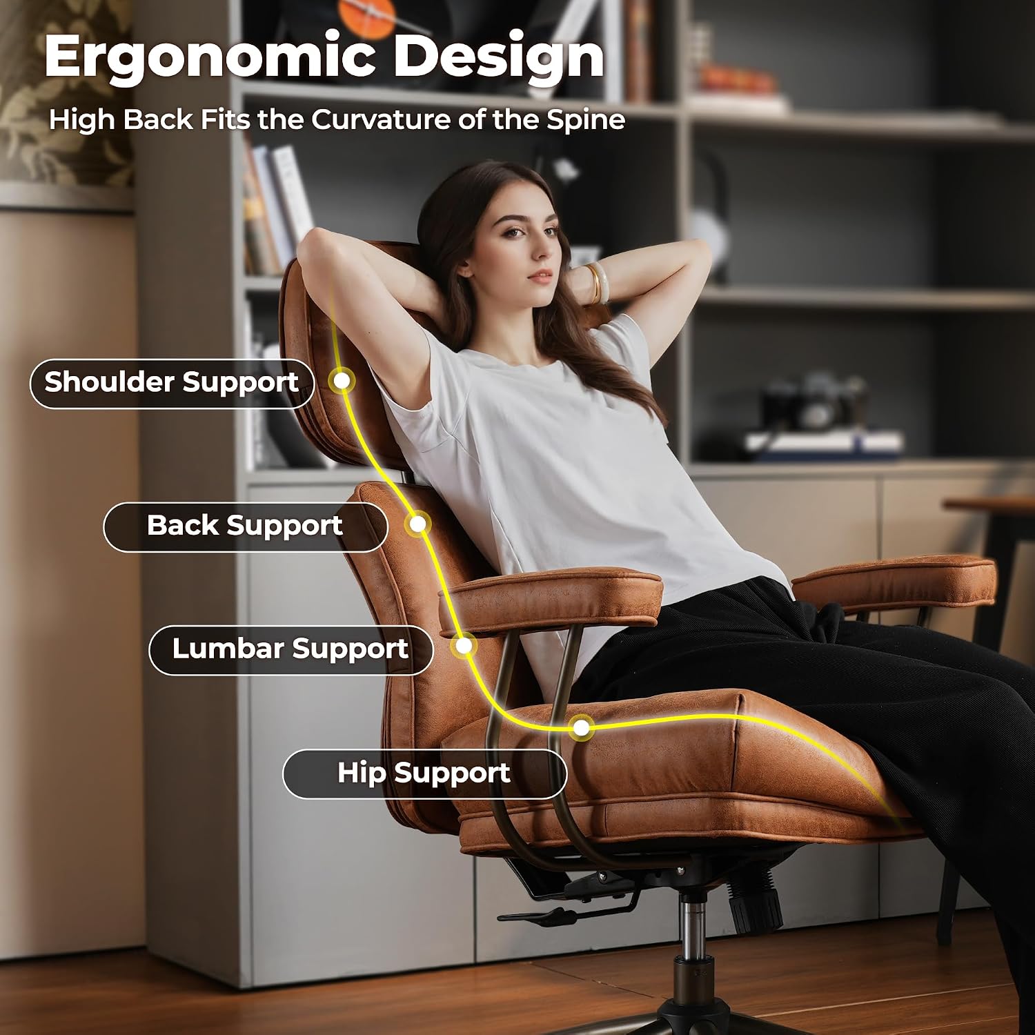 Brown Suede Ergonomic Office Chair