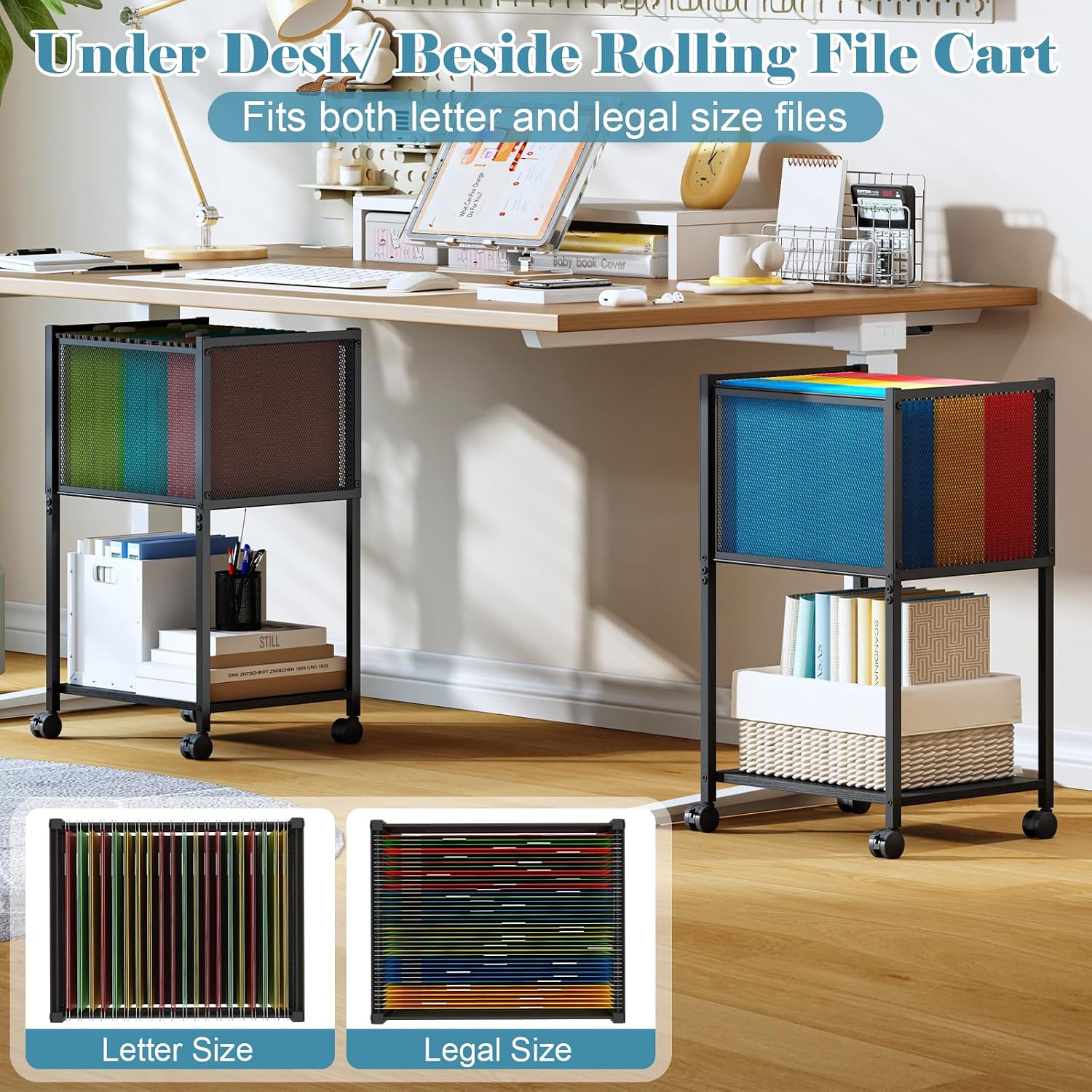 Black Rolling Letter Legal File Cart