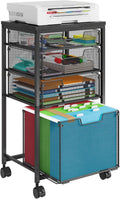 Black 4 Drawer Rolling File Cart