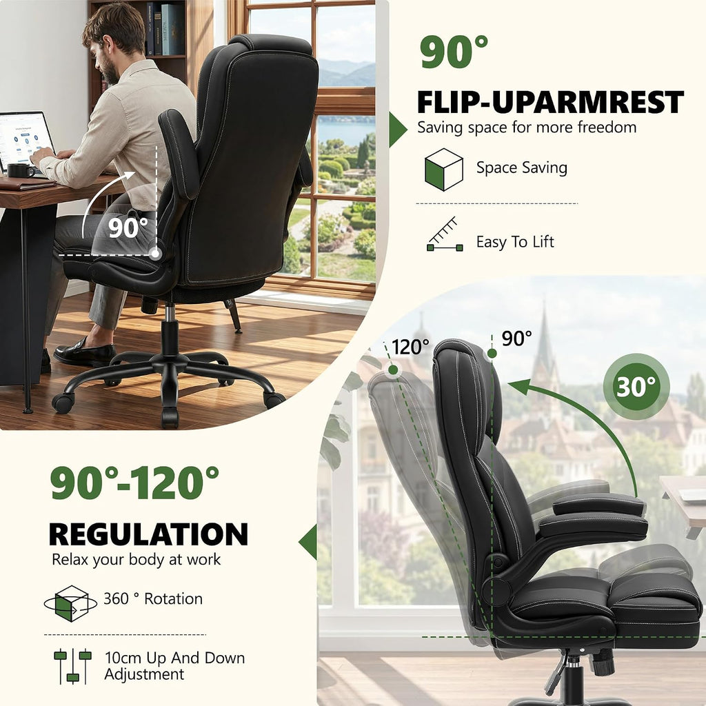 Brick Attic Black Leather Office Chair