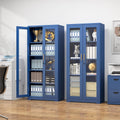 Blue Lockable Glass Display Cabinet